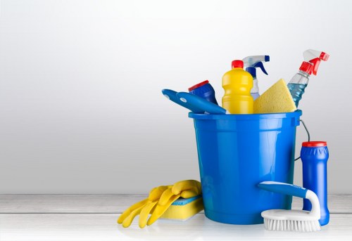 Cleaner vacuuming a rental living room during move-out cleaning