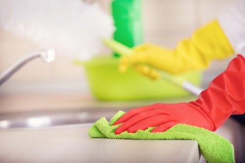 Cleaning operative using safe methods during tenancy cleaning